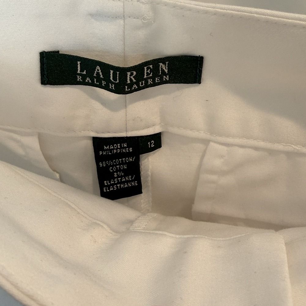NWT Lauren Ralph Lauren White Cotton Stretch Preppy Bermuda Golf Shorts Size 12 - Picture 3 of 9